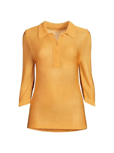 Undra Celeste Women's Everyday Tropics Knit Polo Shirt In Brown