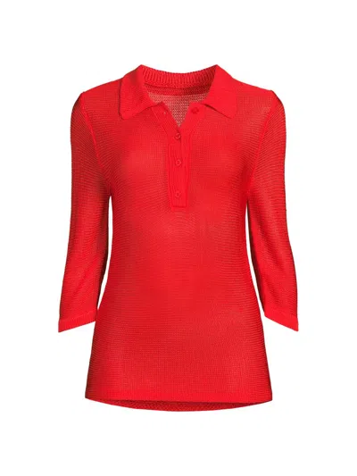 Undra Celeste Women's Everyday Tropics Knit Polo Shirt In Orange