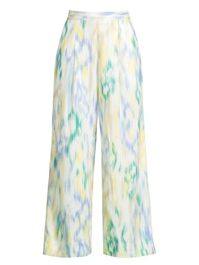 Undra Celeste Women's Ikat-inspired Crop Trousers In Ikat Print