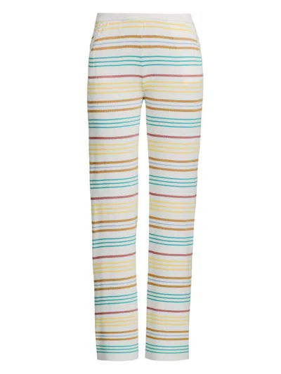 Undra Celeste Women's Striped Pointelle-knit Pants In Linen