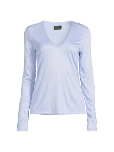 Undra Celeste Women's Ultimate V-neck Long-sleeve T-shirt In Dawn Blue