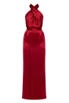 Undress Aliur Deep Red Maxi Evening Dress With X Neck