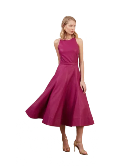 Undress Avalon Fuchsia Pink Faux Leather Cocktail Dress In Red