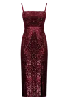 Undress Chloe Deep Red Sequin Open Back Cocktail Dress