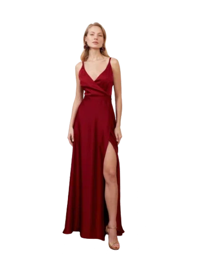 Undress Freya Burgundy Red Satin Maxi Wedding Guest Dress