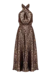 Undress Helida Black Bronze Leopard Print Long Dress With Criss