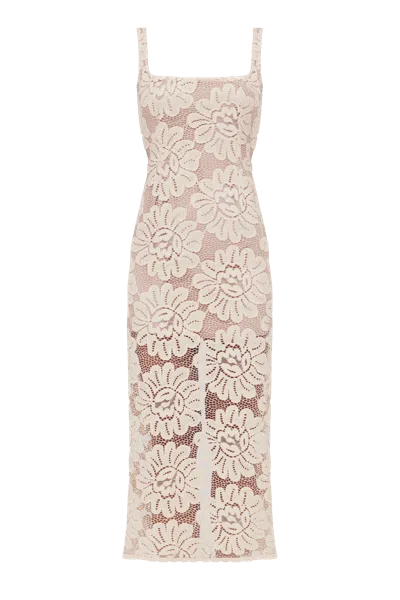 Undress Otilia Pastel Lace Dress The Square Scoop Neckline Midi Dress