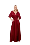 UNDRESS SOLENE BURGUNDY RED SATIN MAXI EVENING DRESS