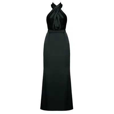 Undress Women's Aliur Long Black Satin Evening Dress