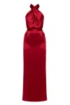 Undress Aliur Deep Red Maxi Evening Dress With X Neck In Red