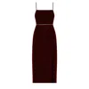 Undress Women's Amya Dark Red Silk Velvet Midi Evening Dress In Red