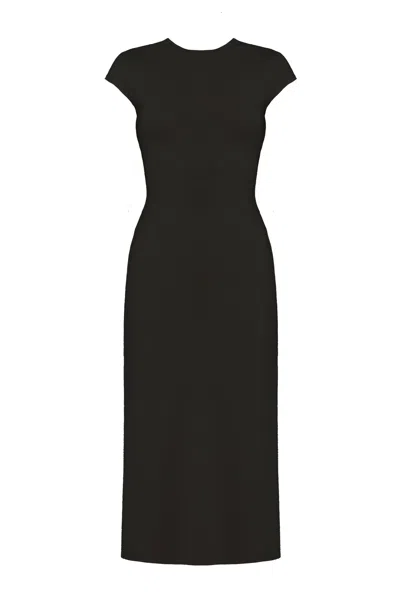 Undress Women's Aster Black Jersey Bodycon Midi Dress With Cap Sleeves