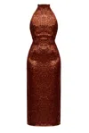 Undress Brianna Brown Sequin Bodycon Midi Dress With Turtleneck In Brown