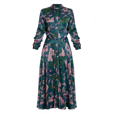 Undress Women's Bruna Floral Print Midi Work To Evening Shirt Dress In Green