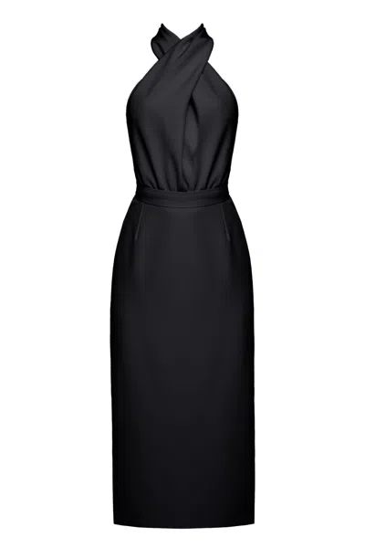 Undress Women's Celia Black Halter Neck Midi Dress