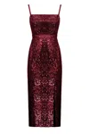 Undress Chloe Deep Red Sequin Open Back Cocktail Dress In Red