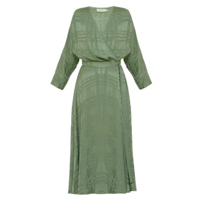 Undress Women's Cleo Green Cupro Midi Wrap Dress