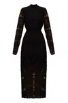 Undress Women's Elena Black Floral Lace Midi Dress With Open Back