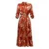 Undress Women's Evan Brown Floral Printed Brown Midi Shirt Dress In Brown