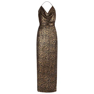 Undress Women's Kalea Animal Leopard Print Maxi Cowl Neck Dress