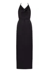 Undress Women's Kalea Black Satin Long Cowl Neck Dress