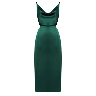 Undress Women's Kamea Green Satin Open Back Cocktail Dress