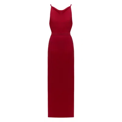 Undress Women's Manoa Red Cowl Back Long Evening Gown