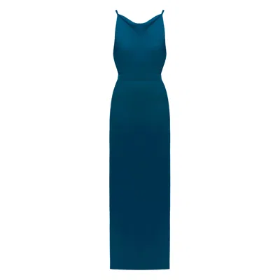 Undress Women's Manoa Teal Blue Evening Dress With Open Back