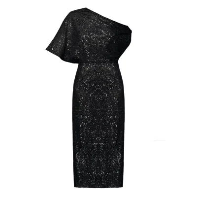 Undress Women's Margo Black Sequin Asymmetric Midi Cocktail Dress