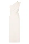 Undress Women's Neutrals Aisha Pastel One Shoulder Cocktail & Wedding Midi Dress In White