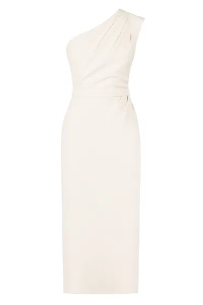 Undress Women's Neutrals Aisha Pastel One Shoulder Cocktail & Wedding Midi Dress In White