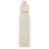 Undress Women's Neutrals Elona Halter Neck Beige Satin Evening Long Dress In Beige
