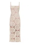 Undress Women's Neutrals Otilia Pastel Lace Dress The Square Scoop Neckline Midi Dress
