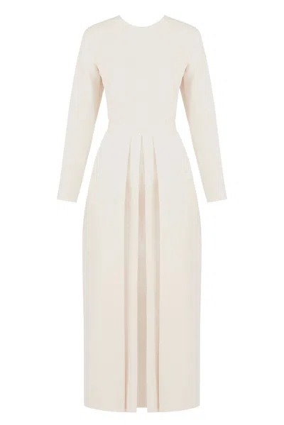 Undress Tilda Pastel Cream Classic Pleated Midi Dress In White