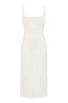 Undress Women's Neutrals / White Olivia Off-white Midi Bodycon Dress With Square Neckline