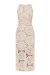 Undress Women's Neutrals Yema Pastel Floral Lace Cut Out Back Midi Dress