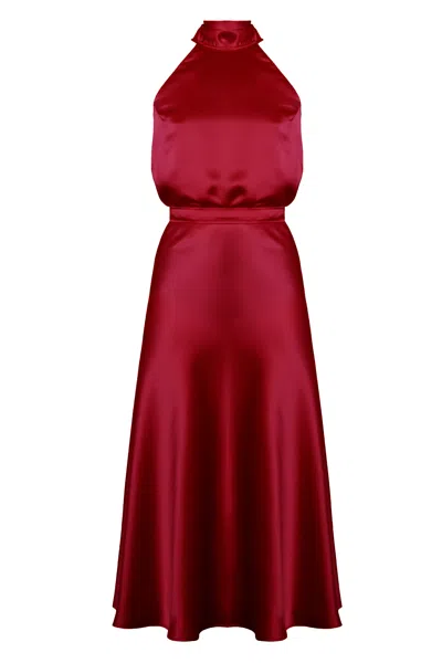 Undress Women's Noma Red Satin Midi Cocktail Dress