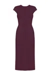 Undress Women's Pink / Purple Aster Dark Purple Jersey Midi Dress With Cap Sleeves