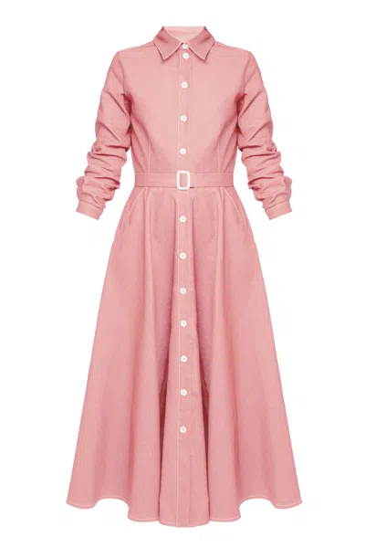 Undress Women's Pink / Purple Esti Pastel Pink Denim Midi Shirt Dress In Pink/purple