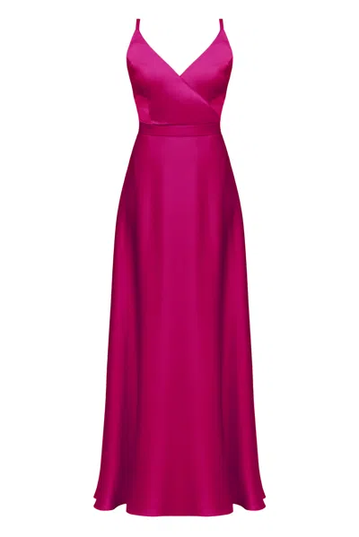 Undress Women's Pink / Purple Freya Fuchsia Pink Satin Long Evening Dress In Pink/purple