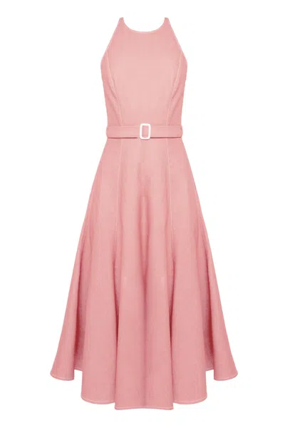 Undress Women's Pink / Purple Ode Pastel Pink Denim Midi Cocktail Dress In Pink/purple