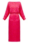 Undress Women's Pink / Purple / Red Libra Red Fuchsia Print Off-the-shoulder Midi Dress