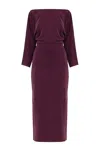 Undress Thea Grape Purple Off-shoulder Midi Dress With Long Sleeves