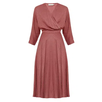 Undress Women's Rose Gold Cleo Terracotta Cupro Midi Wrap Work To Evening Dress In Brown