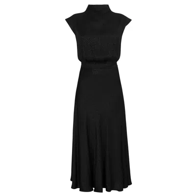 Undress Women's Terra Black Floral Jacquard Midi Work To Evening Dress