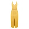 Undress Women's Yellow / Orange Alberta Yellow Denim Classy Pencil Skirt Midi Dress In Yellow/orange