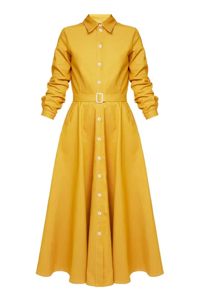 Undress Women's Yellow / Orange Esti Yellow Denim Work To Evening Midi Shirt Dress In Yellow/orange