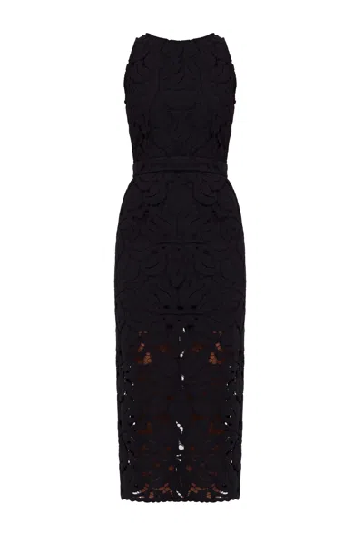 Undress Women's Yema Black Floral Lace Midi Dress With Open Back