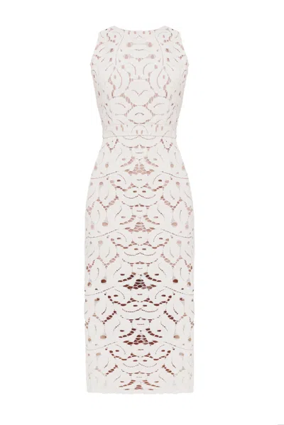 Undress Women's Yema White Lace Open Back Midi Wedding Dress