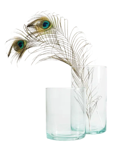 Une Vie Nomade Kade Recycled Glass Hurricanes In Blue